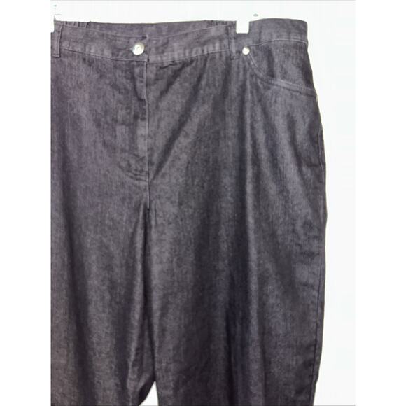 NWT Ruby Rd Woman 18W Black Jeans Wide Leg Pull On Stretch Denim Elastic Relaxed - Picture 3 of 11